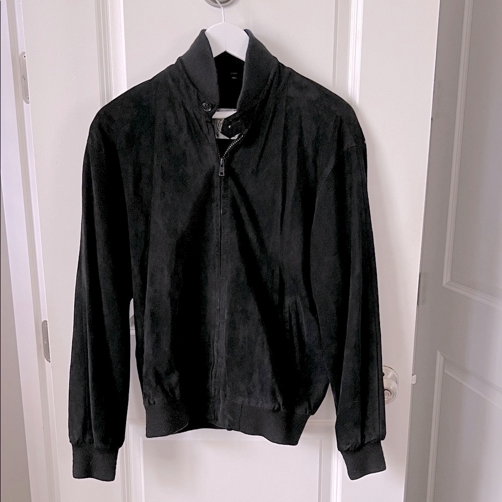 Vintage Marlynn Traditions Black Suede Leather Bomber Jacket, Women’s Sz 10
